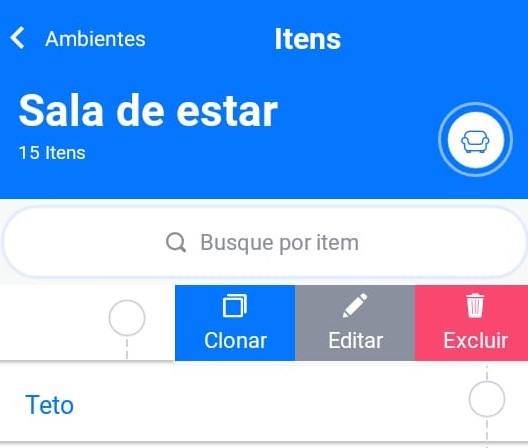 Opções de ambiente ou item